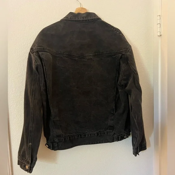 VTG Men’s Large 80s Calvin Klein Black Jean Jacket Core Basics MTV Clubbing - Picture 2 of 9